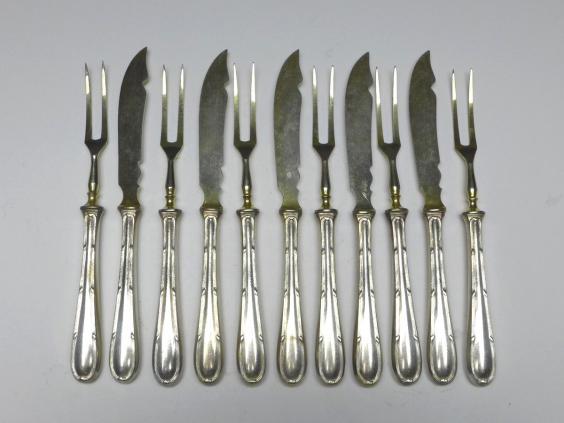 Obstbesteck 11-teilig, um 1900, Griffe 9 Lot | 562,5 Silber