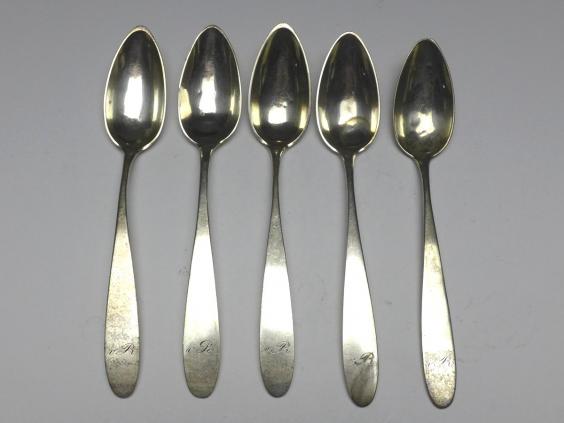 5x Löffel, Teelöffel, Kaffeelöffel, 13 Lot | 821,5er Silber, L: 15 cm