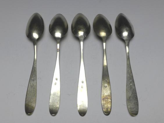 5x Löffel, Teelöffel, Kaffeelöffel, 13 Lot | 821,5er Silber, L: 15 cm