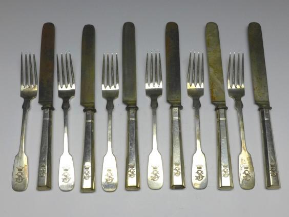 Besteck für 6 Personen, 12-teilig, Kirsch, Dresden, 800er Silber, 6x Gabel, 6x Messer