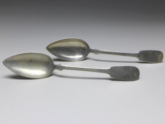 2x Suppenlöffel, Löffel, 19. Jh., 13 Lot | 812,5 Silber, L: 21 cm