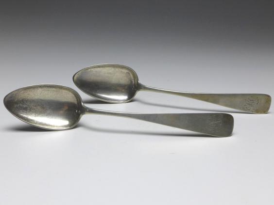 2x Suppenlöffel, Löffel, 19. Jh., M.W. Brandt, Hamburg, 12 Lot | 750 Silber, L: 22,8 cm
