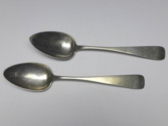 2x Suppenlöffel, Löffel, 19. Jh., M.W. Brandt, Hamburg, 12 Lot | 750 Silber, L: 22,8 cm