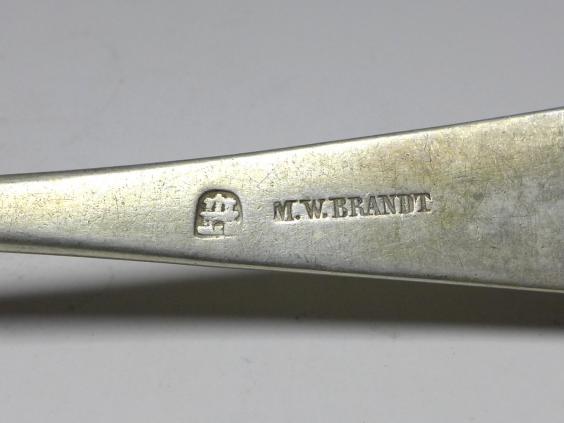 2x Suppenlöffel, Löffel, 19. Jh., M.W. Brandt, Hamburg, 12 Lot | 750 Silber, L: 22,8 cm