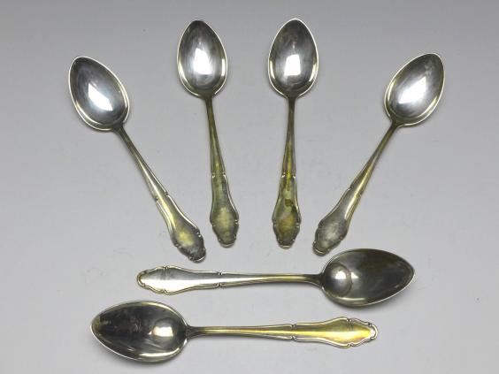 6x Löffel, Teelöffel, Kaffeelöffel, 800er Silber, Lutz & Weiss, Pforzheim, L: 13,5 cm