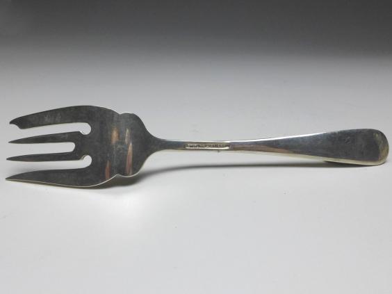 Gabel, Dekor Repoussé, Griff 925er Sterling Silber, Stieff, USA, L: 15,3 cm