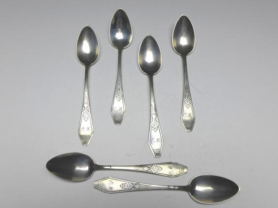 6x Löffel, Teelöffel, Kaffeelöffel, 800er Silber, L: 13 cm
