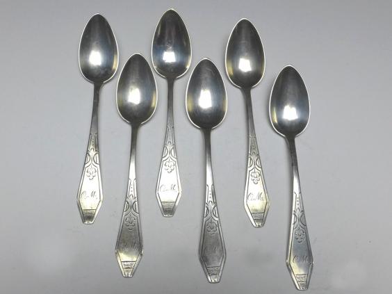 6x Löffel, Teelöffel, Kaffeelöffel, 800er Silber, L: 13 cm