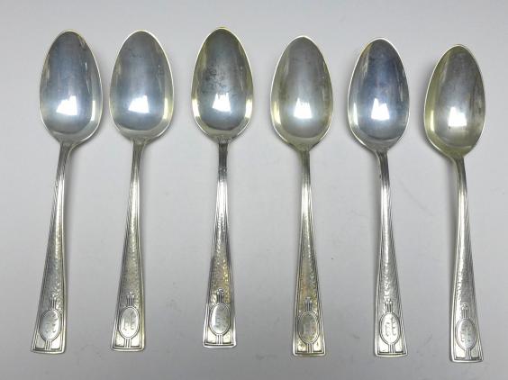 6x Löffel, Teelöffel, Kaffeelöffel, Sterling, 925er Silber, L: 14 cm