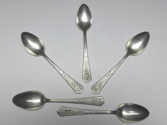 5x Löffel, Teelöffel, Kaffeelöffel, WMF, versilbert, L: 13,8 cm