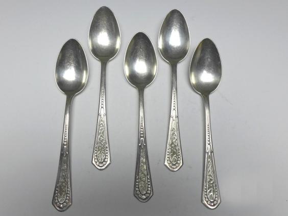 5x Löffel, Teelöffel, Kaffeelöffel, WMF, versilbert, L: 13,8 cm