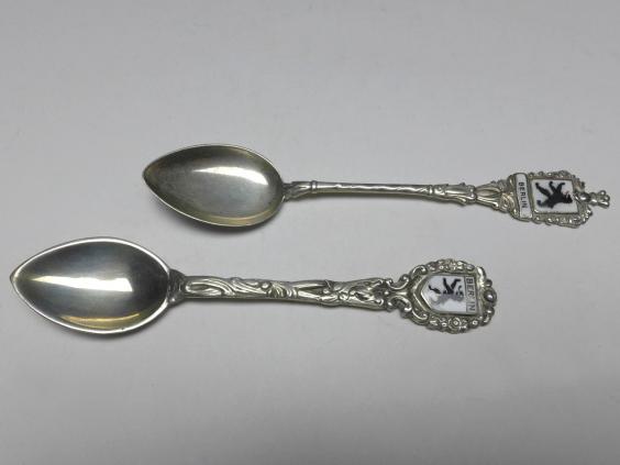 2x Mokkalöffel, 800er Silber, Berlin Bär, L: 10,5 cm