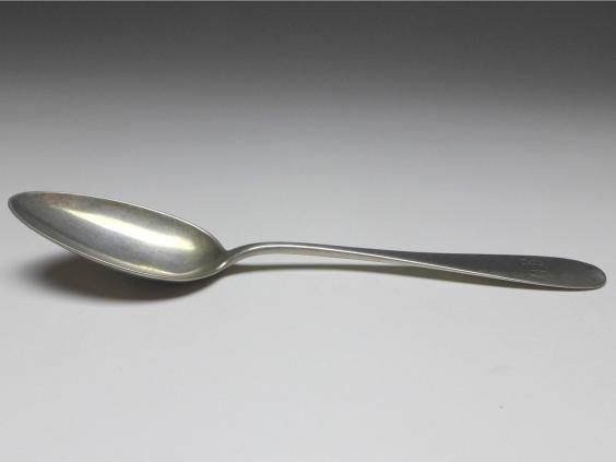 1x Suppenlöffel, Löffel, 19. Jh., 800er Silber, F. Breuer, L: 21,5 cm