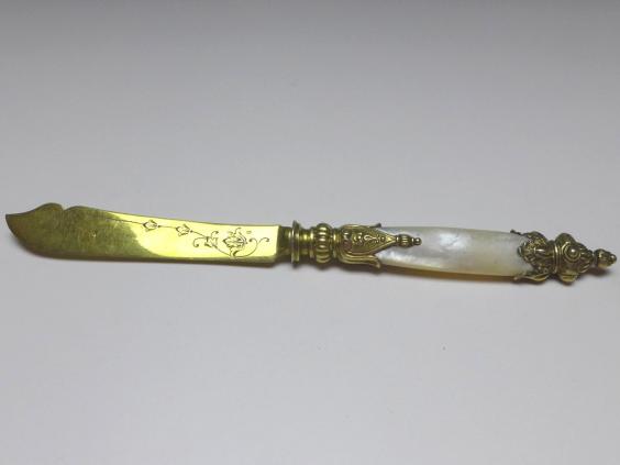 5x Obstmesser, 800er Silber vergoldet, 1872-1922, Wien, Österreich, L: 19 cm
