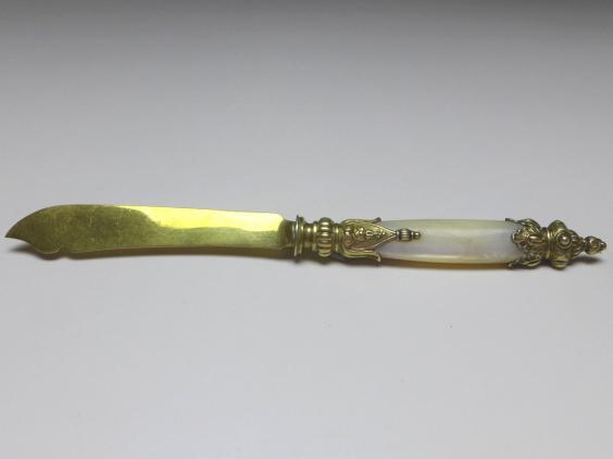 5x Obstmesser, 800er Silber vergoldet, 1872-1922, Wien, Österreich, L: 19 cm