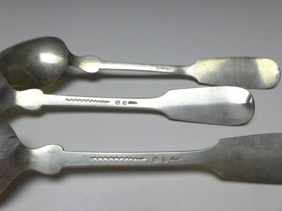 5x Suppenlöffel, Esslöffel, Löffel, 800er Silber, Modell Spaten, L: 22 / 22,5 cm