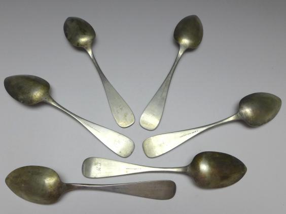 6x Suppenlöffel, Löffel, 800er Silber, Ed. Deubert, L: 21,5 cm