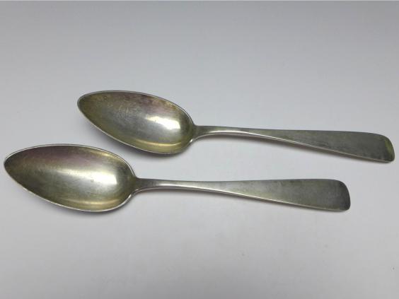 2x Suppenlöffel, Löffel, Silber, 19. Jh., C. Lankenbeck, L: 23,5 cm