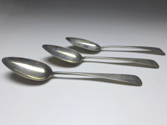 3x Suppenlöffel, Löffel, 12 Lot | 750er Silber, J. Weber, L: 23 cm