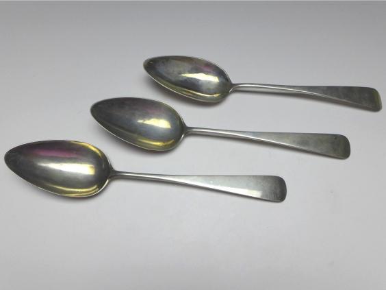 3x Suppenlöffel, Löffel, 12 Lot | 750er Silber, J. Weber, L: 23 cm