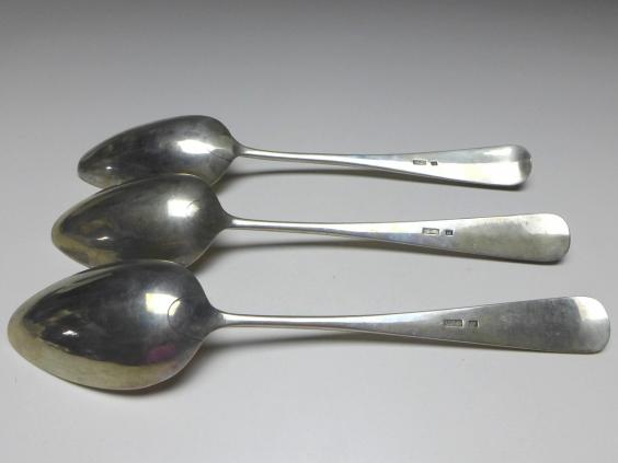 3x Suppenlöffel, Löffel, 12 Lot | 750er Silber, J. Weber, L: 23 cm