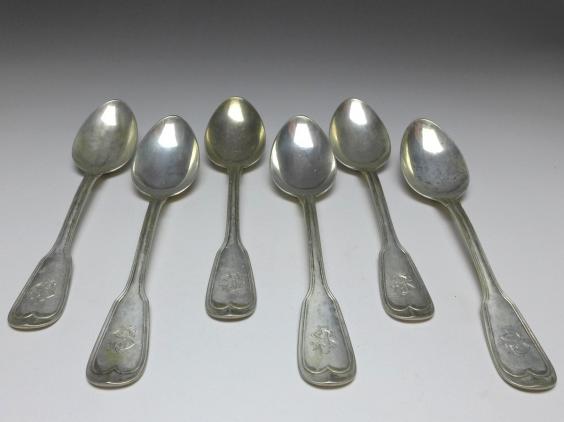 6x Suppenlöffel, Löffel, 800er Silber, Koch & Bergfeld, C. E. Keyser, Dekor Altfaden, L: 22 cm