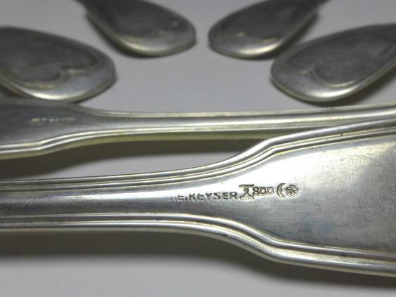 6x Suppenlöffel, Löffel, 800er Silber, Koch & Bergfeld, C. E. Keyser, Dekor Altfaden, L: 22 cm