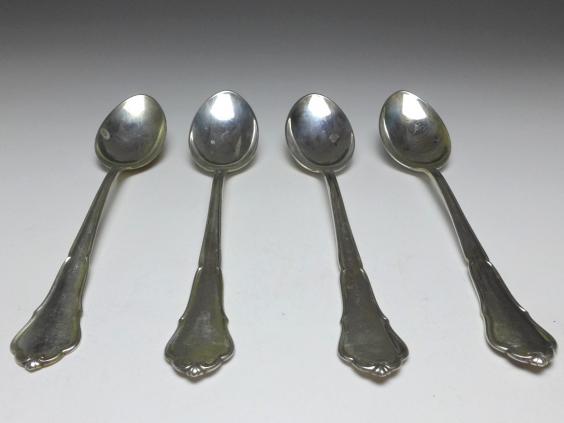 4x Suppenlöffel, Esslöffel, Löffel, 800er Silber, L: 21,5 cm