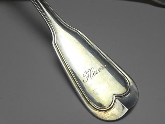 5x Suppenlöffel, Löffel, 800er Silber, Koch & Bergfeld, Raithel, Dekor Altfaden, L: 21,5 cm