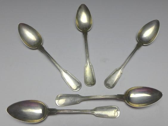 5x Löffel, Kaffeelöffel, Teelöffel, 800er Silber, Knewitz, L: 15 cm