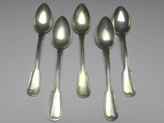 5x Löffel, Kaffeelöffel, Teelöffel, 800er Silber, Knewitz, L: 15 cm