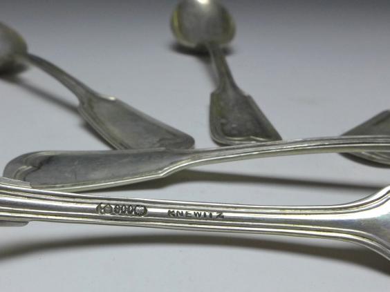 5x Löffel, Kaffeelöffel, Teelöffel, 800er Silber, Knewitz, L: 15 cm
