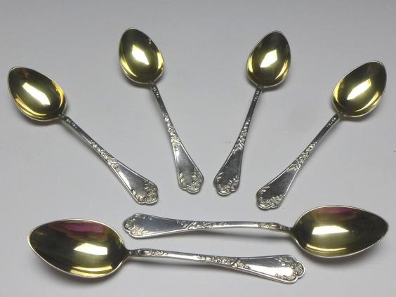 6x Mokkalöffel, Löffel, Koch und Bergfeld, 800er Silber, Modell Sophie