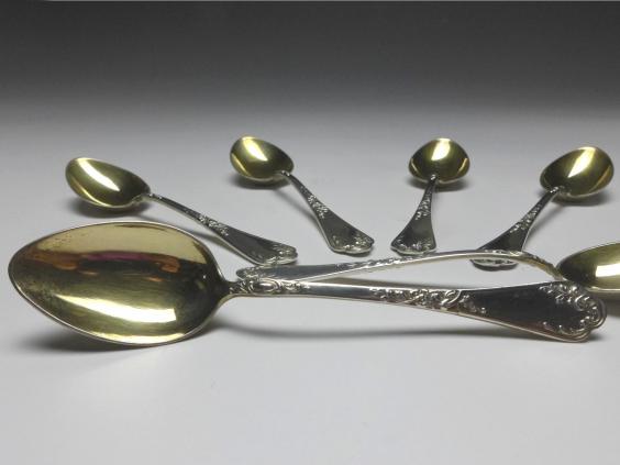 6x Mokkalöffel, Löffel, Koch und Bergfeld, 800er Silber, Modell Sophie