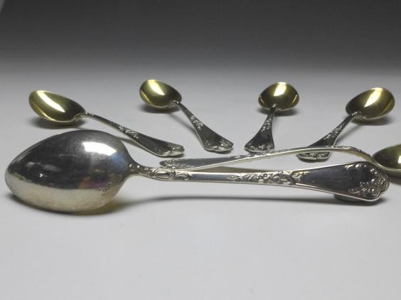 6x Mokkalöffel, Löffel, Koch und Bergfeld, 800er Silber, Modell Sophie