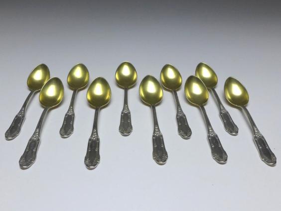 10x Mokkalöffel, Löffel, Koch und Bergfeld, 800er Silber, L: 10,5 cm
