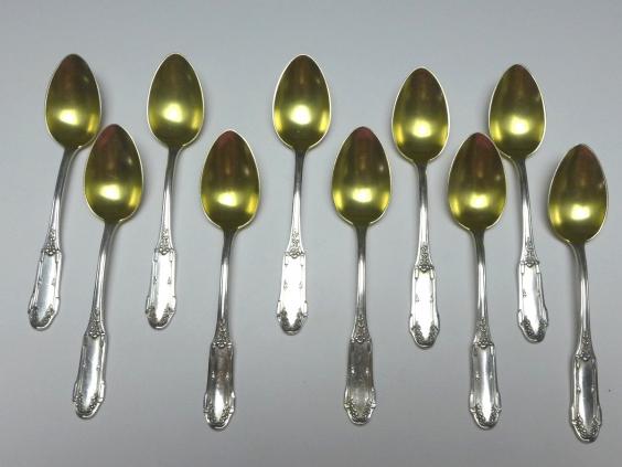 10x Mokkalöffel, Löffel, Koch und Bergfeld, 800er Silber, L: 10,5 cm