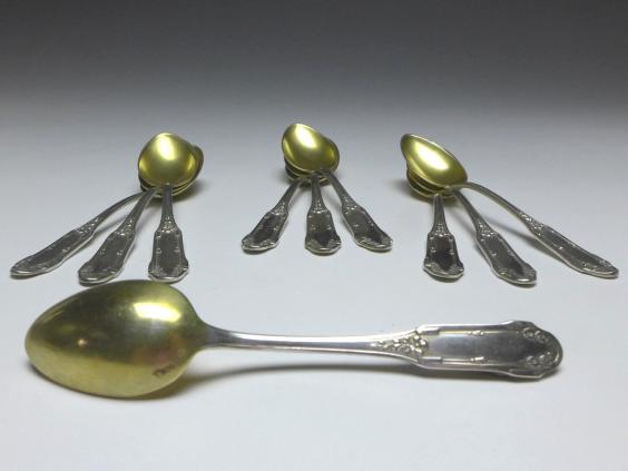 10x Mokkalöffel, Löffel, Koch und Bergfeld, 800er Silber, L: 10,5 cm