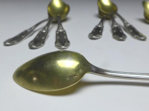 10x Mokkalöffel, Löffel, Koch und Bergfeld, 800er Silber, L: 10,5 cm