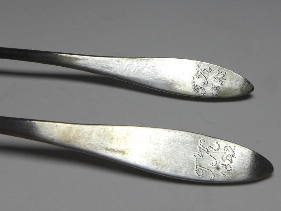 2x Löffel, Kaffeelöffel, Teelöffel, Silber, TK 1842, L: 13,3 cm