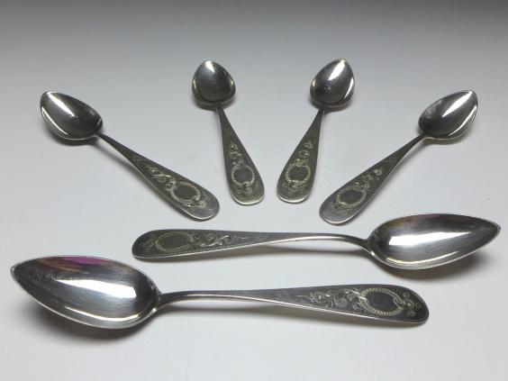 6x Löffel, Kaffeelöffel, Teelöffel, 800er Silber, Tittel, L: 15,3 cm