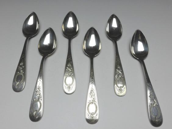 6x Löffel, Kaffeelöffel, Teelöffel, 800er Silber, Tittel, L: 15,3 cm