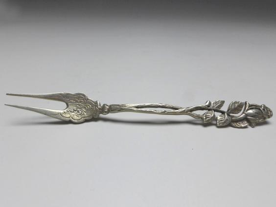 Aufschnittgabel, Gabel, 800er Silber, Rosendekor, L: 12,5 cm
