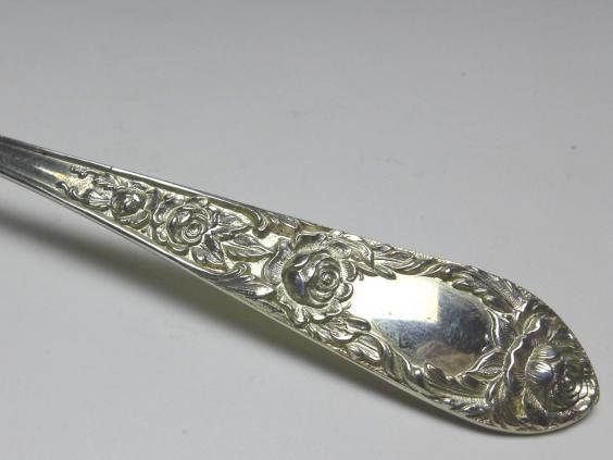 4x Teelöffel, Kaffeelöffel, Löffel, Dekor Rosen, 925er Sterling Silber, S. Kirk & Son, USA, L: 15 cm