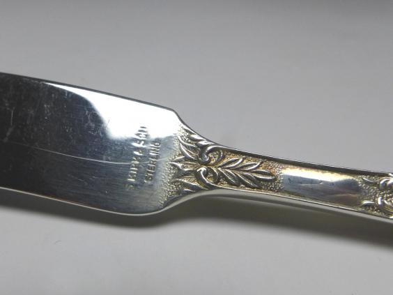 Buttermesser, Messer, Dekor Rosen, 925er Sterling Silber, S. Kirk & Son, USA, L: 13,5 cm