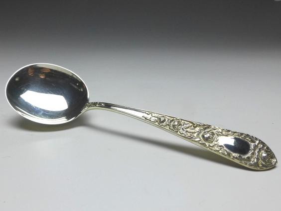 Dessertlöffel, Löffel, Dekor Rosen, 925er Sterling Silber, S. Kirk & Son, USA, L: 15 cm
