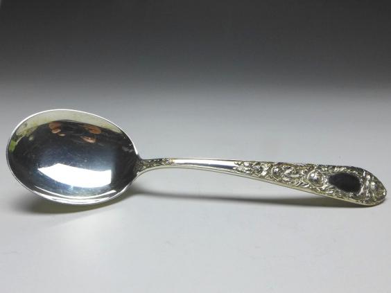 Dessertlöffel, Löffel, Dekor Rosen, 925er Sterling Silber, S. Kirk & Son, USA, L: 15 cm