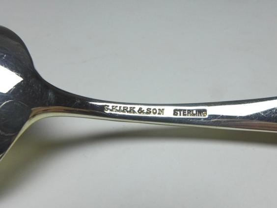 Dessertlöffel, Löffel, Dekor Rosen, 925er Sterling Silber, S. Kirk & Son, USA, L: 15 cm