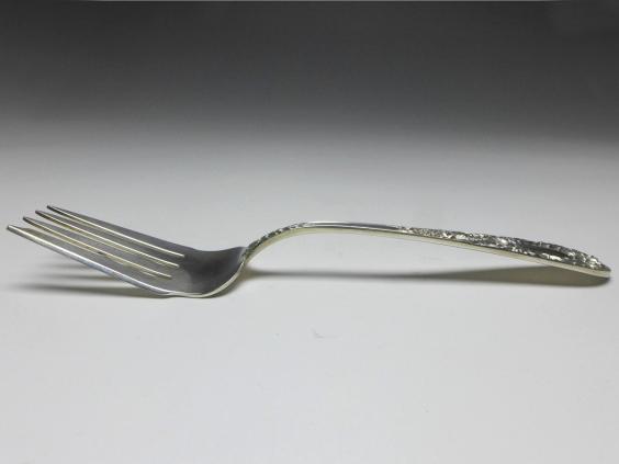 Vorlegegabel, Gabel, Dekor Rosen, 925er Sterling Silber, S. Kirk & Son, USA, L: 22 cm