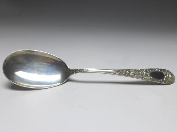 Vorlegelöffel, Beilagelöffel, Löffel, Dekor Rosen, 925er Sterling Silber, S. Kirk & Son, USA, L: 21,5 cm